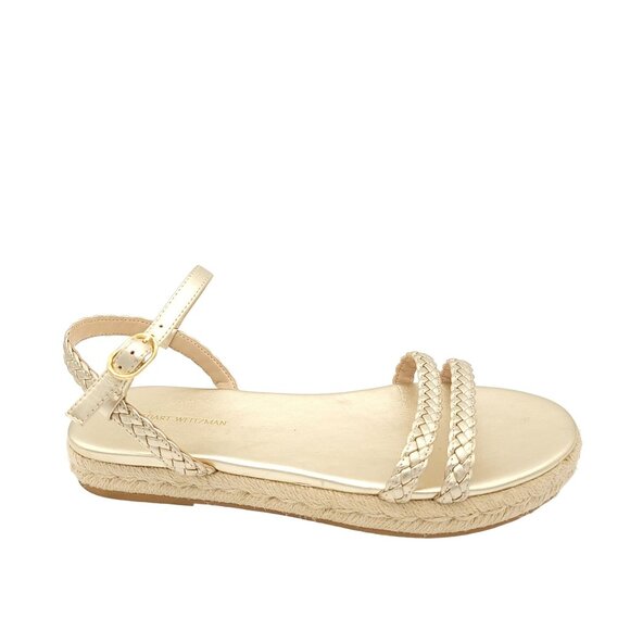 NEW Stuart Weitzman Mykonos Sandals Womens 9.5 Metallic Gold Bohemian Designer - Picture 1 of 9